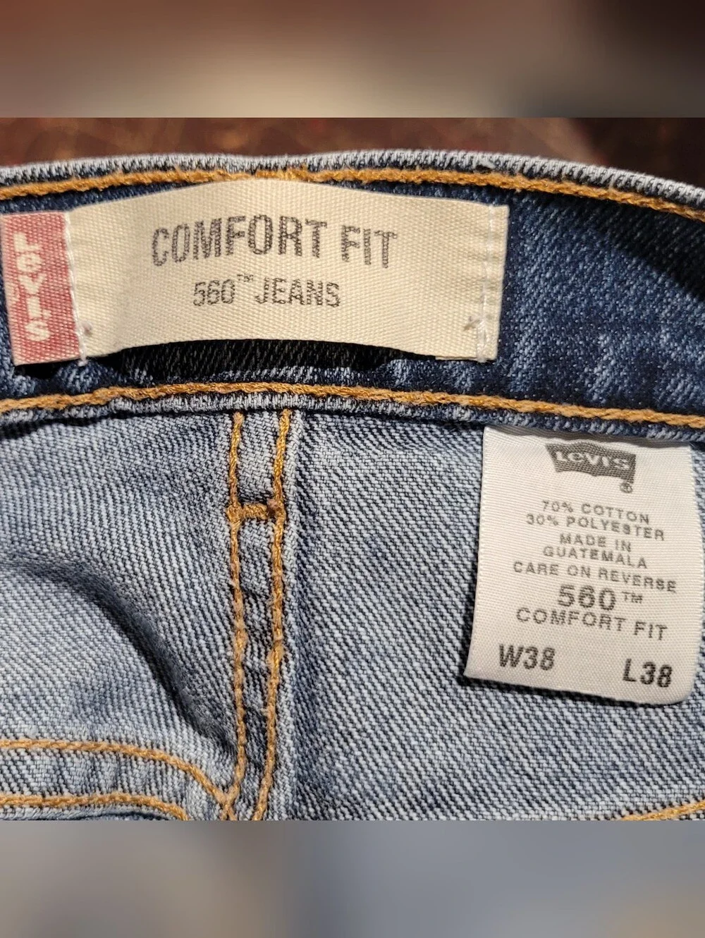 Vintage Levi's 560 Mens Jeans Slightly Tapered Leg Comfort Fit Size 38x38